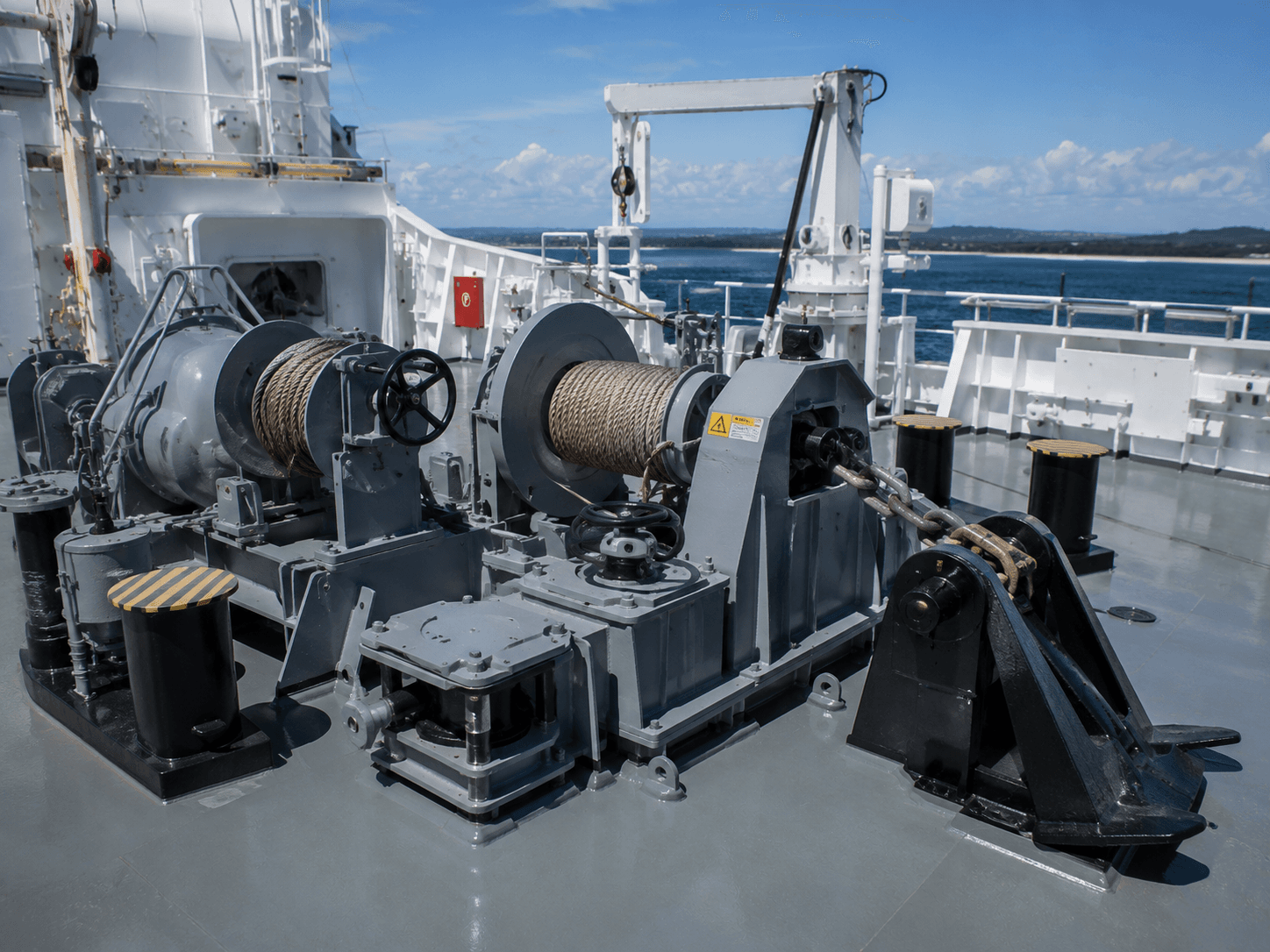 Marine mechanical deck machinery and technical vessel components