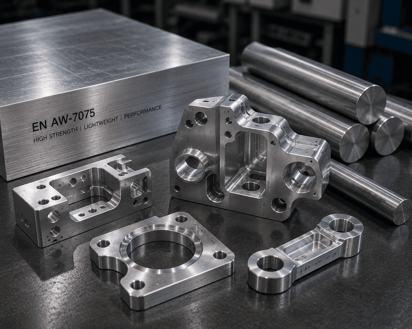 Precision CNC-machined 7075 aluminium component with tight tolerance features