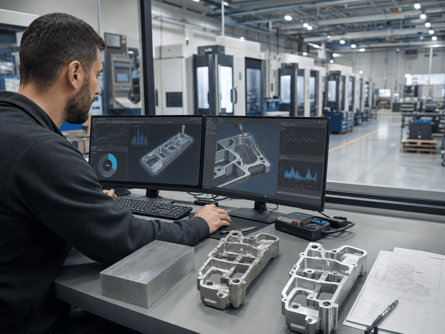 Metal material preparation and inspection in an industrial manufacturing environment