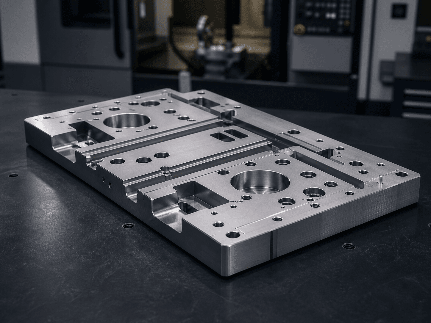 Precision CNC-milled steel fixture plate